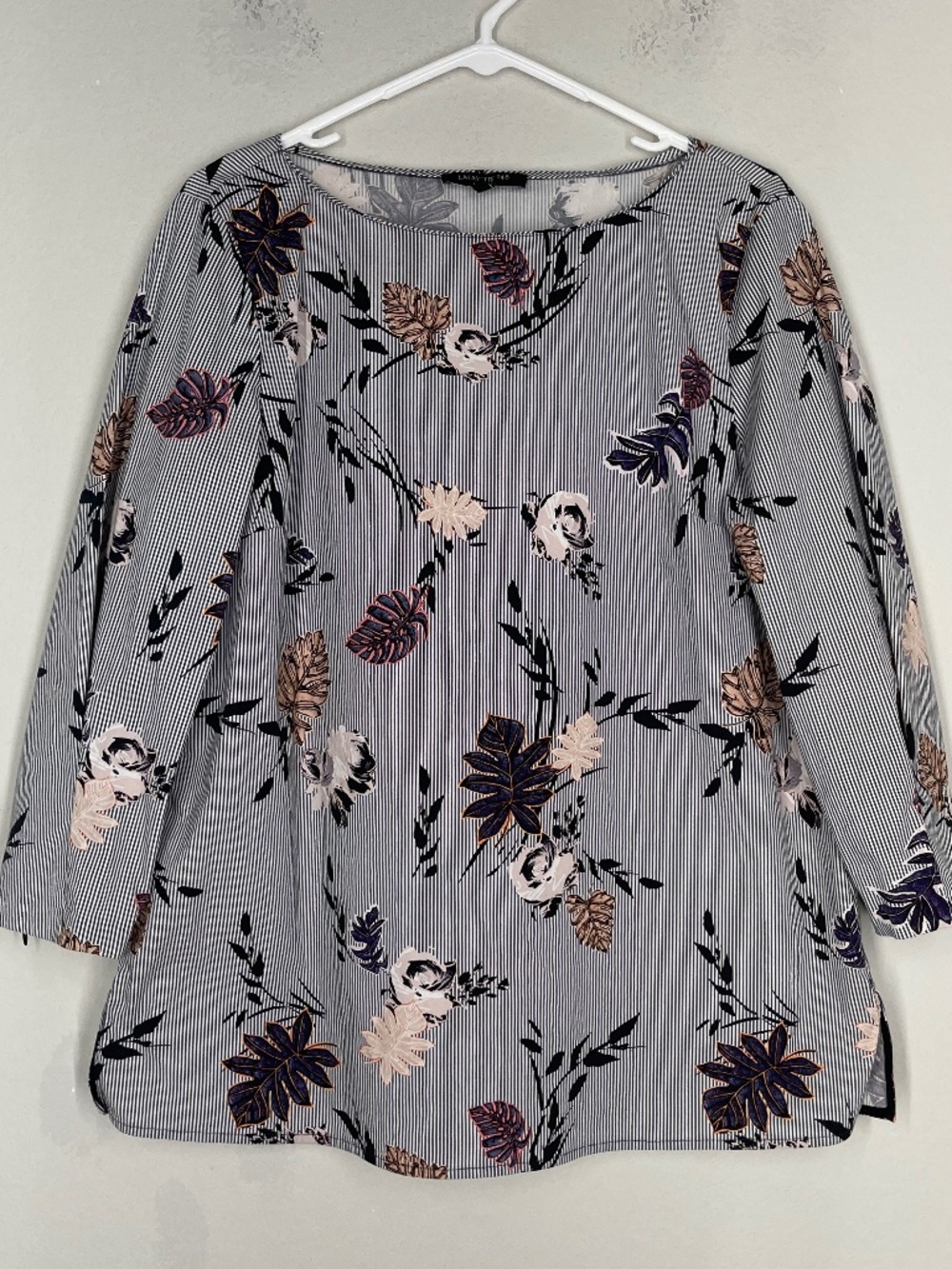 Lafayette 148 Striped Floral Botanical Caddie Top Women's Size 12